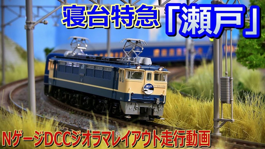 【 鉄道模型 / Nゲージ 】寝台特急 瀬戸  疾走‼ EF65PF 牽引 ブルートレイン【 走行動画 】