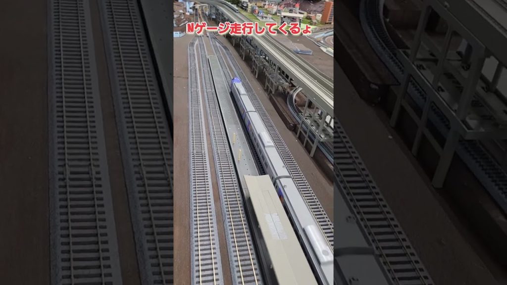 鉄道模型ジオラマNゲージ&Ｈoゲージ追い抜き走行見ごたえあり。　#shorts 　#鉄道　#鉄道模型