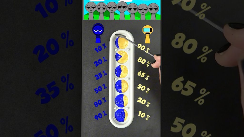 Blue (Jevin) & Gold (Garnold) mixing two of my favorite Sprunki #satisfying #colormixing