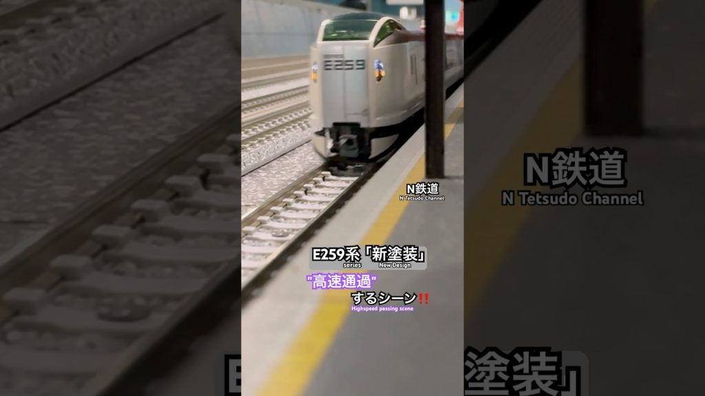 [高速通過‼︎] E259系6両(新塗装)が駅を通過するシーン‼︎ #e259系 #成田エクスプレス #特急 #jr東日本 #総武快速線 #nゲージ #modeltrains #高速通過 #kato