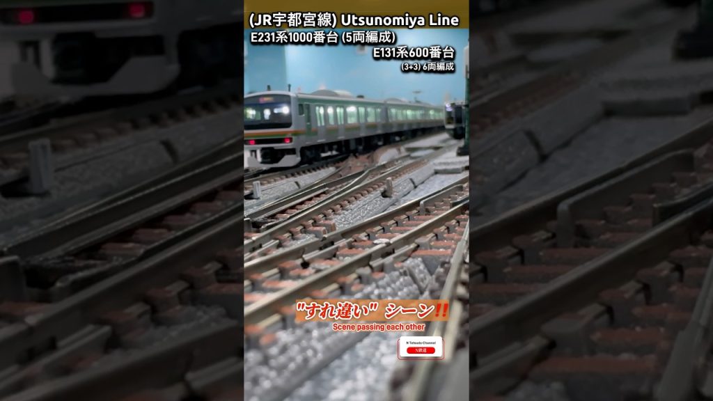 [連続通過‼︎] 見たかったE231系1000番台&E131系600番台の共演を再現‼︎ #modeltrains #kato #鉄道模型 #e131系 #宇都宮線 #日光線 #nゲージ #e231系