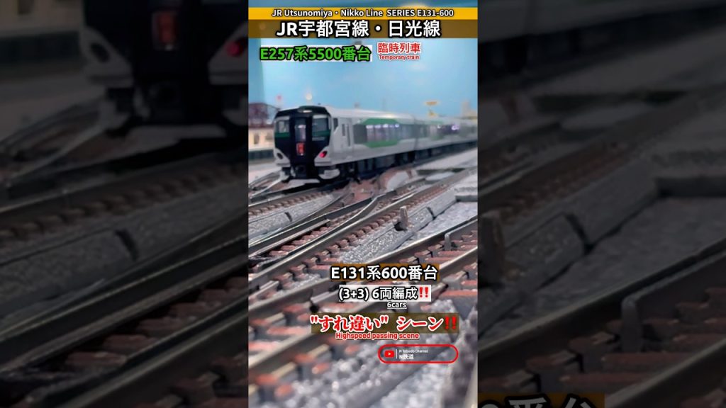 [連続通過‼︎] E257系5500番台&E131系600番台(日光線)すれ違いシーン再現‼︎ #modeltrains #kato #鉄道模型 #通過 #e131系 #宇都宮線 #日光線 #nゲージ
