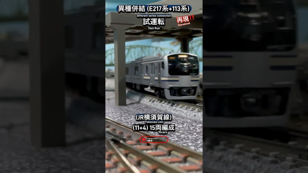 [異種併結‼︎] E217系+113系(横須賀線) 連結の試運転を再現‼︎ #nゲージ #横須賀線 #通過 #総武快速線 #jr東日本 #e217系 #tomix #鉄道模型 #modeltrains