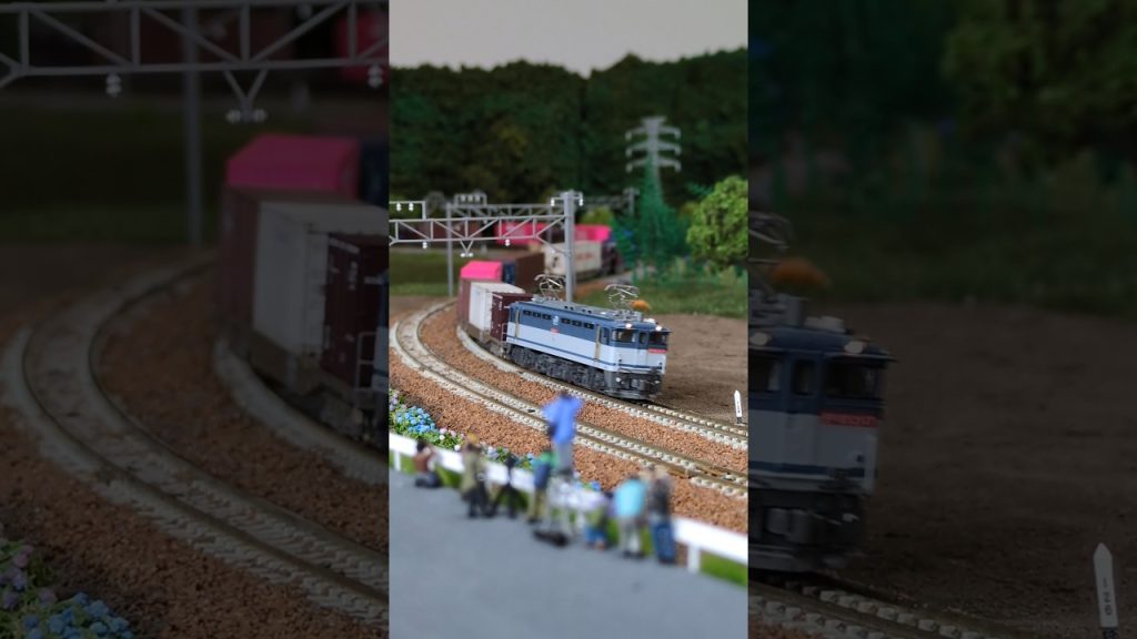 2025年8月8日の4072レをアレンジ▼N-scale model, EF65 JR Freight 2nd Renewed Color & Sea Container freight cars.