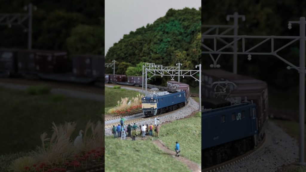 【ロクヨンセン】#伯備線 #貨物列車 ▼KATO N-scale model, EF64 1000 Normal Color & Container freight cars.