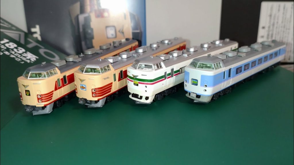 鉄道模型Nゲージ　TOMIX183系0と1000番台国鉄色、KATO183系1000番台グレードアップあずさと189系あずさ色これらの比較
