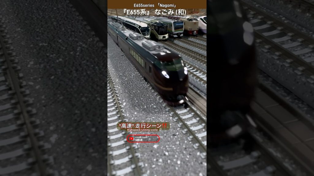[豪華な通過‼︎] 1編成だけの豪華列車E655系(和)の走行シーンを再現‼︎ #nゲージ #e655系 #なごみ #jr東日本 #グリーン車 #特急 #kato #鉄道模型 #modeltrains
