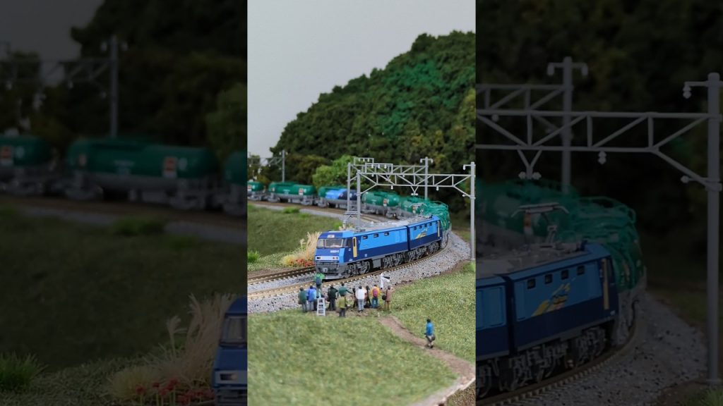 #貨物列車 82レ タキ+コキ ▼N-scale model, Electric Locomotive EH200 & Tank car +　Container freight cars.