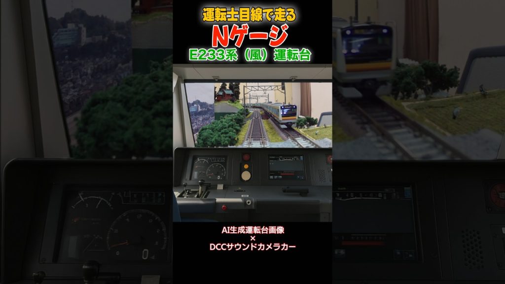 【運転士目線で走るNゲージ】E233系（風）運転台前面展望 AI生成画像合成×DCCサウンドカメラカー！【Nゲージ運転席展望】 #dcc #nゲージ #運転席展望 #鉄道模型