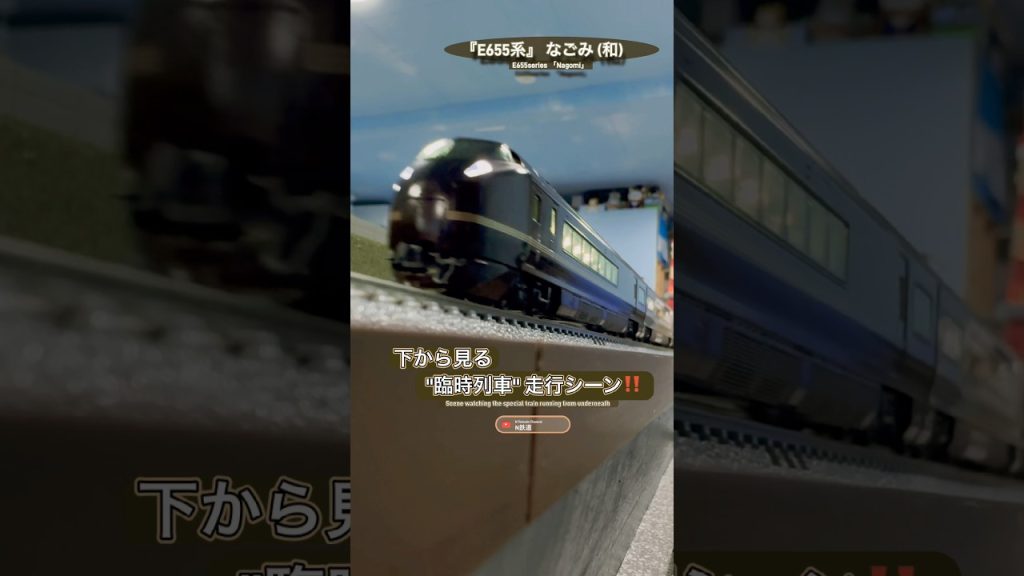 [真上通過‼︎] 1編成のみの豪華列車E655系(和)の通過シーンを再現‼︎ #nゲージ #e655系 #なごみ #jr東日本 #グリーン車 #特急 #kato #鉄道模型 #modeltrains