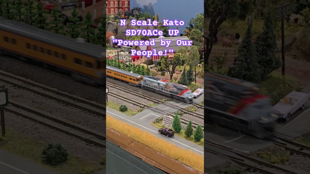 N Scale Kato Union Pacific SD70ACe “Powered by Our People” Passenger Train Runs By Farm!