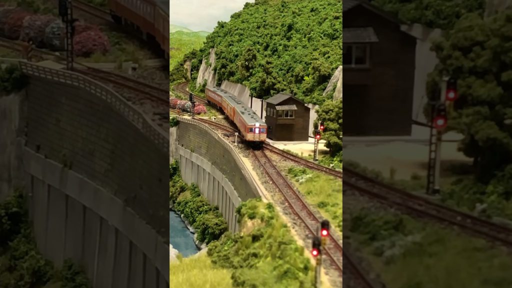 渓谷沿いを下る　　#nゲージレイアウト #nゲージ鉄道模型 #気動車 #スイッチバック駅