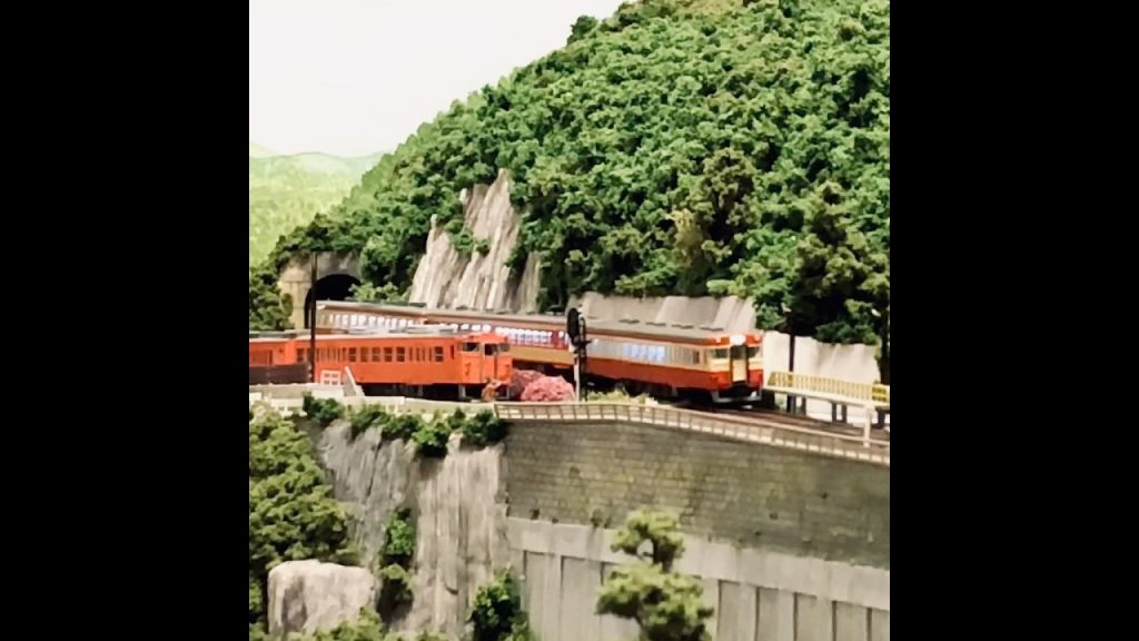 渓谷沿いを下る #nゲージレイアウト #nゲージ鉄道模型 #気動車 #スイッチバック駅