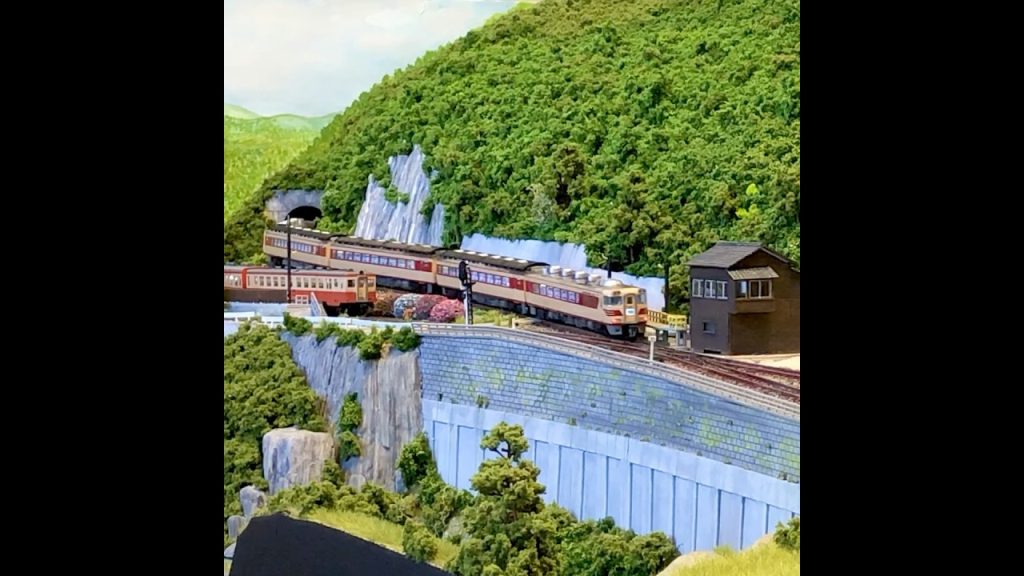 特急との対向　　#nゲージレイアウト #nゲージ鉄道模型 #気動車 #スイッチバック駅