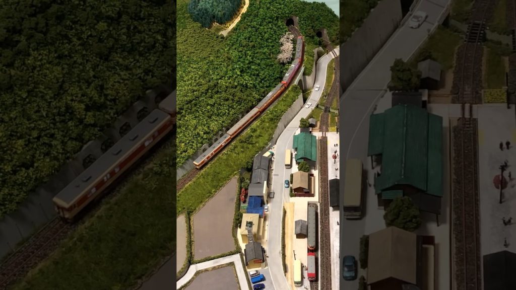 ヘリコプターから撮影（笑）しました。　　#nゲージレイアウト #nゲージ鉄道模型 #気動車