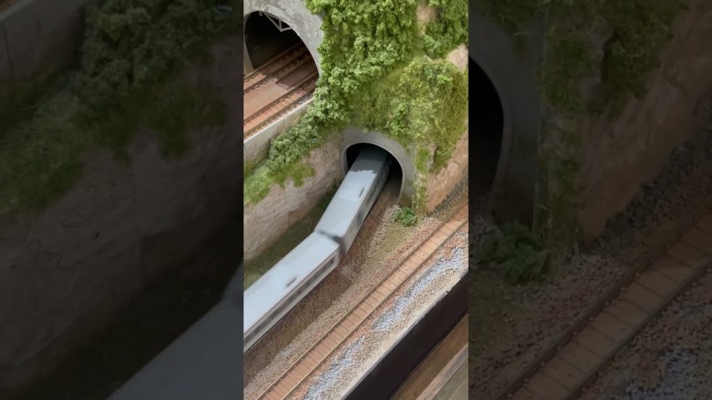 Nゲージ城鎮-行駛中（逆行）KATO 10-439 883系「ソニック883」列車（模型)進隧道@溫刀鐵道🚄🛤️