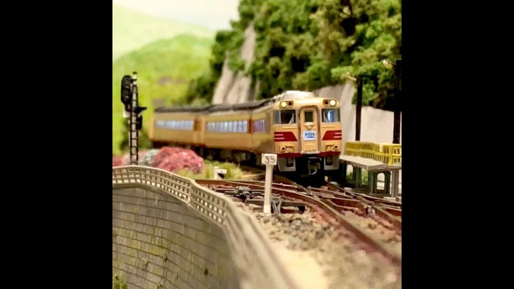 スイッチバック通過の近接撮影　　#nゲージレイアウト #nゲージ鉄道模型 #気動車 #スイッチバック駅